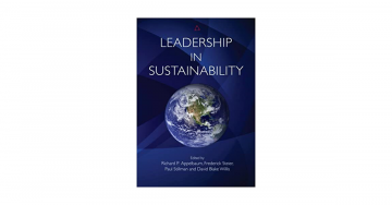 Book cover titled, "Leadership in Sustainability".