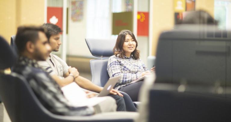 photo of students meeting in Sherman Jenn