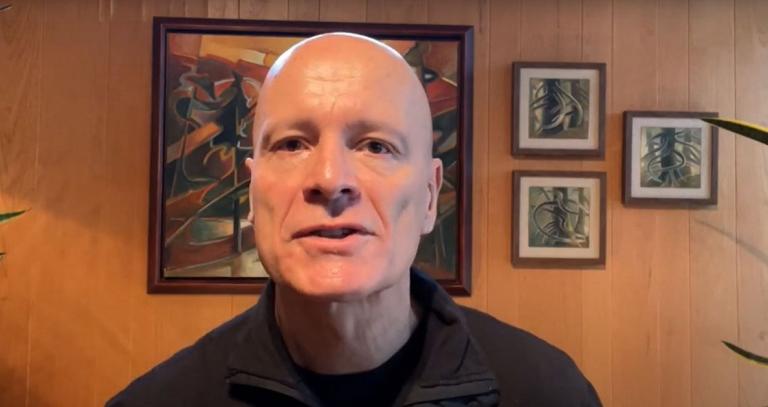 President Philip Steenkamp addressing the camera directly from home.