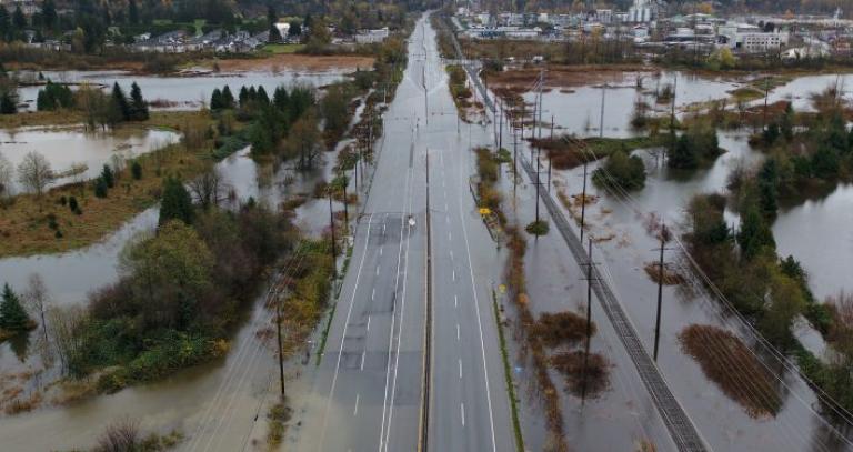 Arial photo of the aftermath of recent BC floods