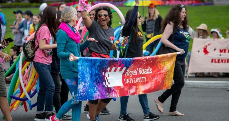 RRU staff and students walk in the Victoria Pride parade