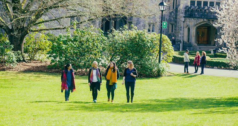 Students walking on campus