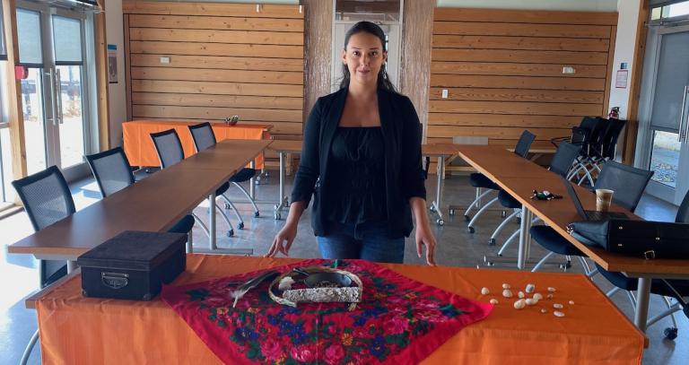Indigenous Student Services Coordinator Candice Cook at the Sage and Sharing Circle event