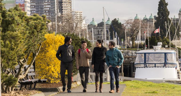 students walking in downtown victoria