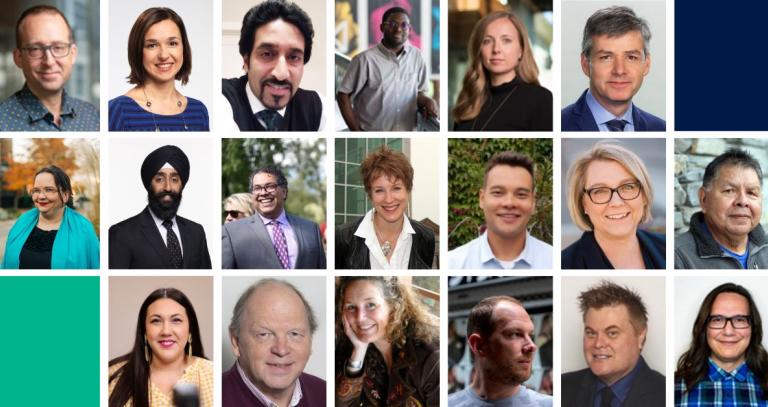 A grid with all of the conference speakers images included