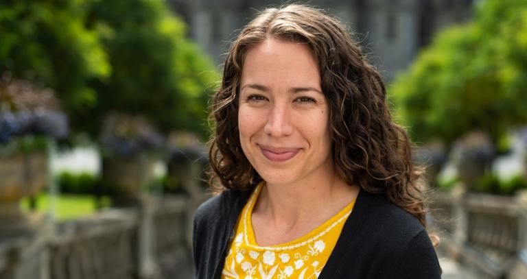 Courtney Defriend stands at the top of the Neptune Stairs at Royal Roads 