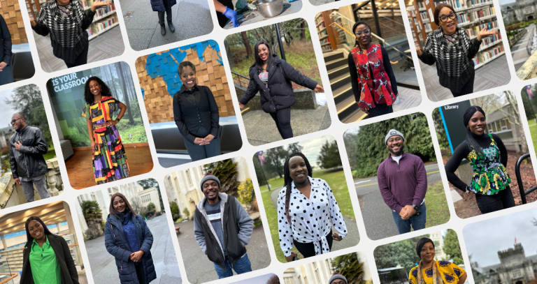 A compilation of pictures of students from the video