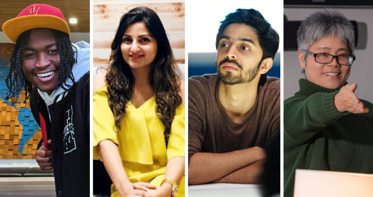 Headshots of four student hosts