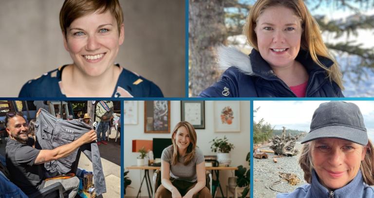 Collage of images of alumni. Clockwise from top: Amy Spark, Kerra Chomlak, Jen Lash, Ali Greenslade, Tony Cecchetti
