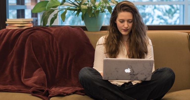 student at laptop