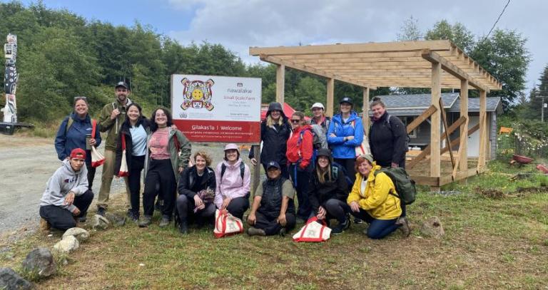 MAEEC students at the Nawalakw Food Garden in Alert Bay