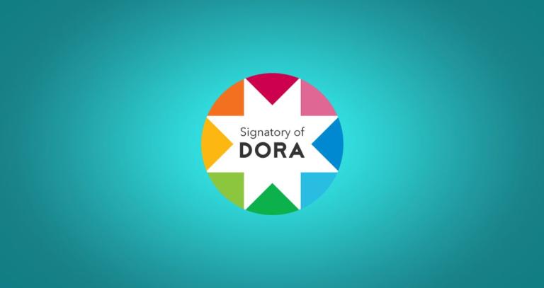 Signatory of DORA text placed with a colourful star-shaped logo