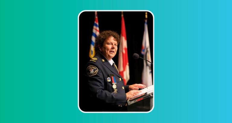 Leanne Heppell speaking at the BCEHS Long Service Awards in October 2024 