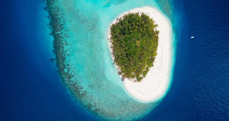 aerial shot of Maldives