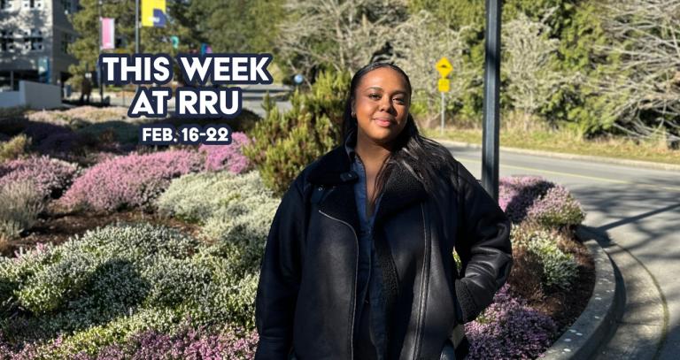 woman standing in front of heather plants at RRU.