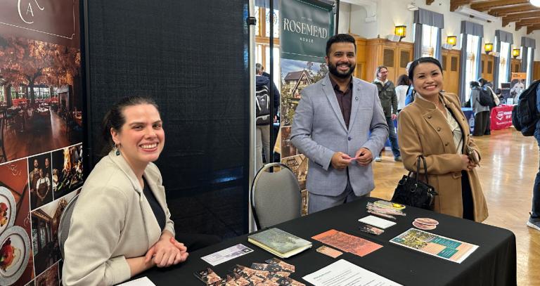 Sougath Mukherjee pictured centre at RRU Employer Connect job fair