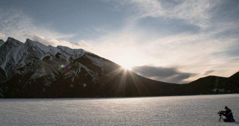 Phillip Vannini behind the camera at Lake Minnewanka near Banff, Alta. (Photo: courtesy April Vannini)