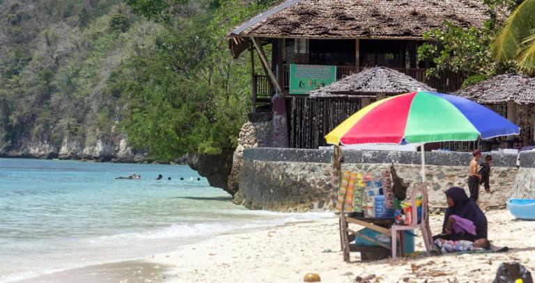 A resort at Tanjungkarang Beach, Central Sulawesi, 2018-09-16. This area was devastated shortly afterwards by an earthquake and tsunami.