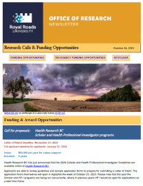 Page 1 of the research ebulletin, with an RRU branded header, decorative image, and text.
