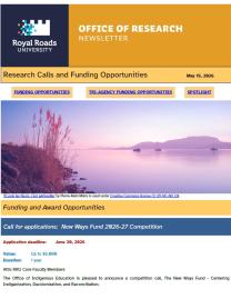 Page 1 of the research ebulletin, with RRU-branded header, decorative image, and text.