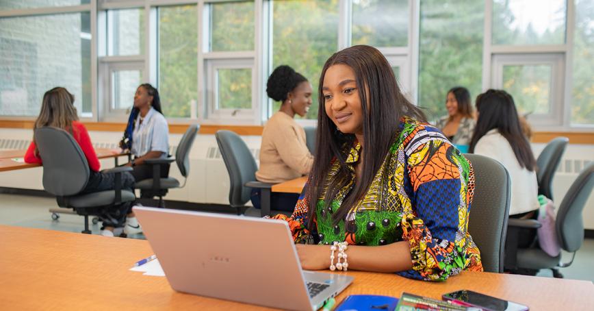 Person looking at laptop